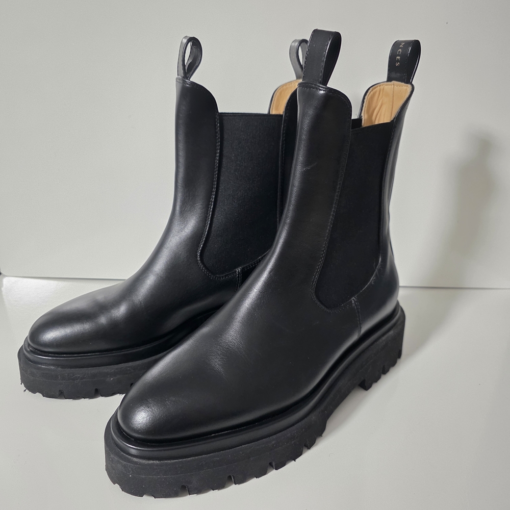 Dear Frances Black Leather Tony Chelsea Boots EU 37